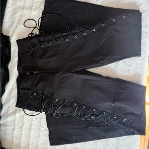 Manier De Voir Black Lace-Up Pants